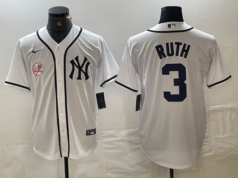Men New York Yankees 3 Ruth White Third generation joint name Nike 2024 MLB Jersey style 3